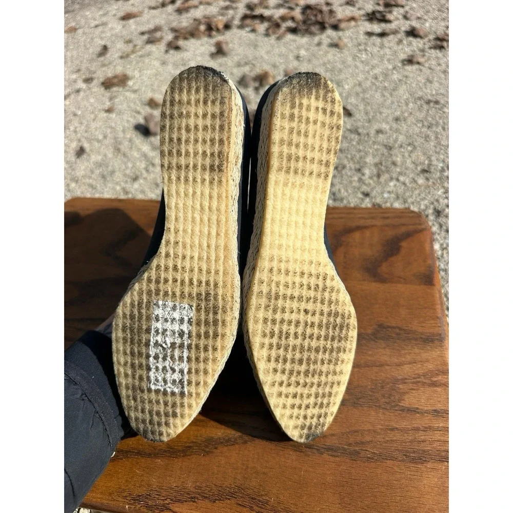 Salvatore Ferragamo Boutique Navy‎ Gold Espadrille Flats Womens 5.5 B